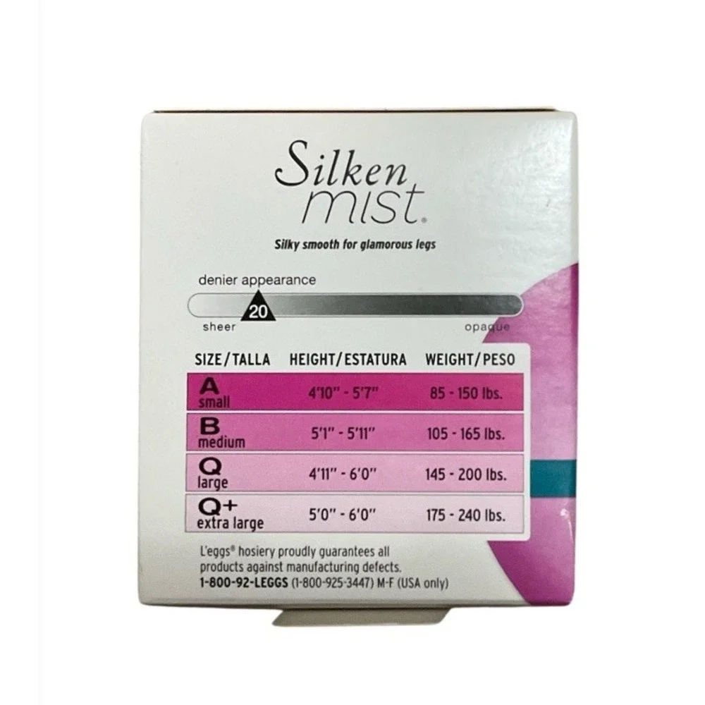 3 - Leggs Silken Mist Pantyhose Control Top Sheer Leg JET BLACK Size B 20119 NEW